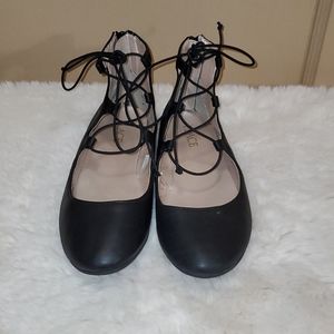 Girls Lace Up Ballet Flats